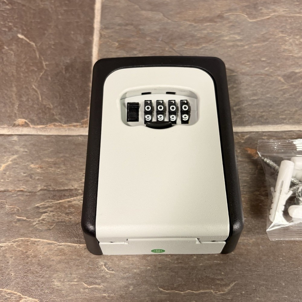 Fayleeko 4 Digit Combination Key Safe Lock Box - Black/Gray