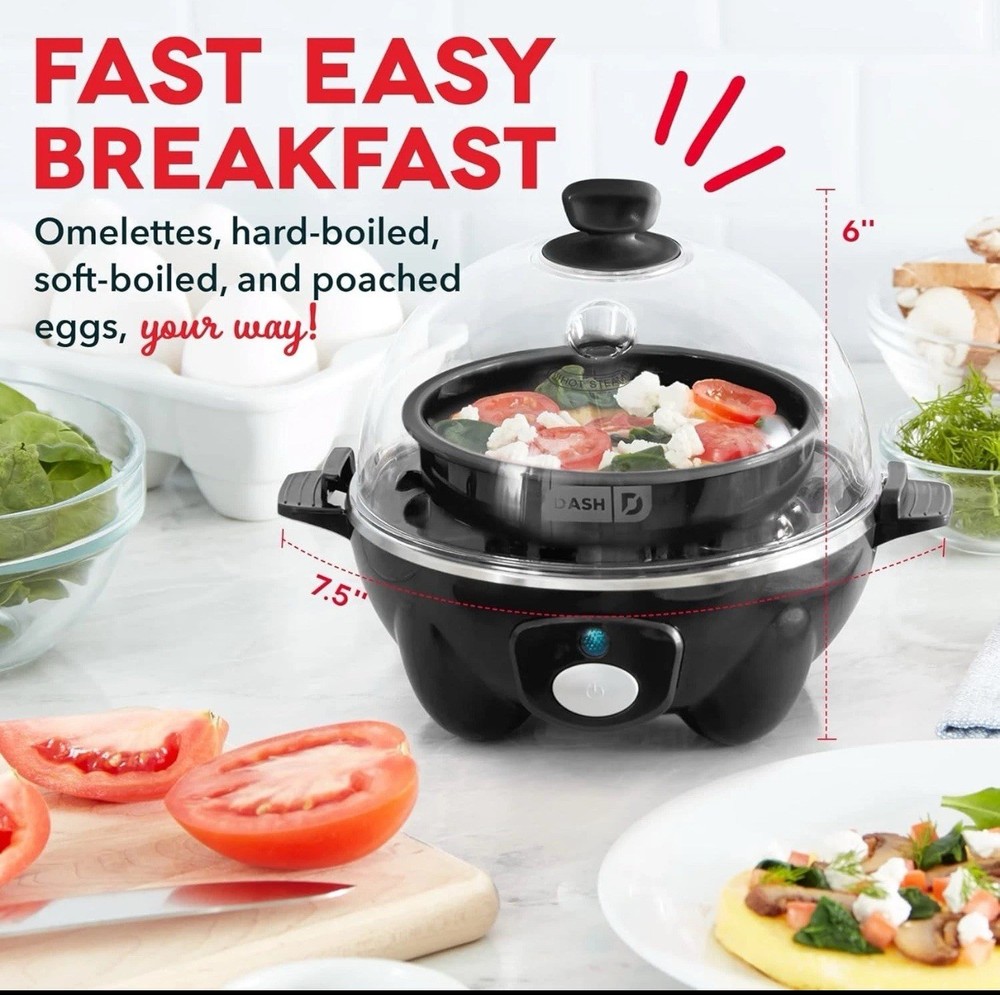 DASH Rapid Egg Cooker 6 Egg Capacity Electric Cooker for Hard Boiled Black