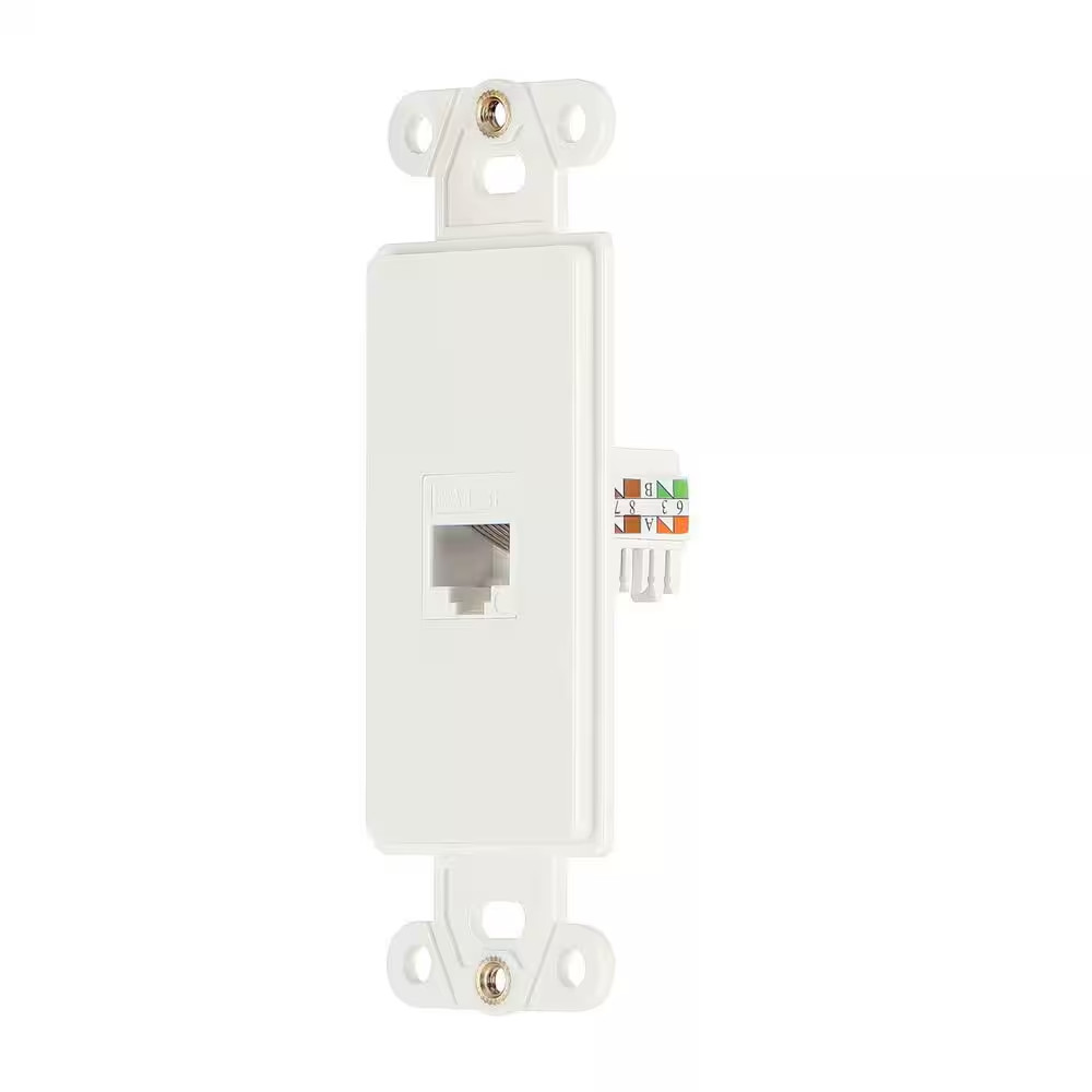 1-Gang Ethernet Plastic Wall Plate Insert, White
