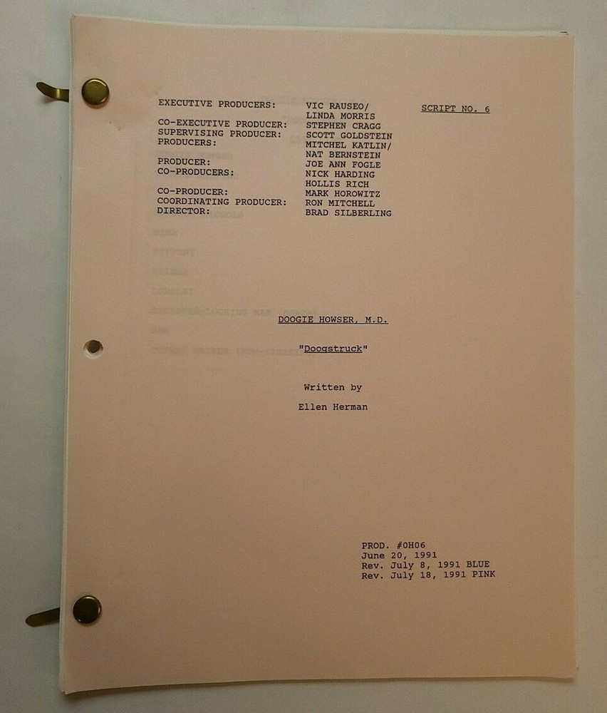 DOOGIE HOWSER, M.D. / Ellen Herman 1991 Script, Neil Patrick Harris "Doogstruck"