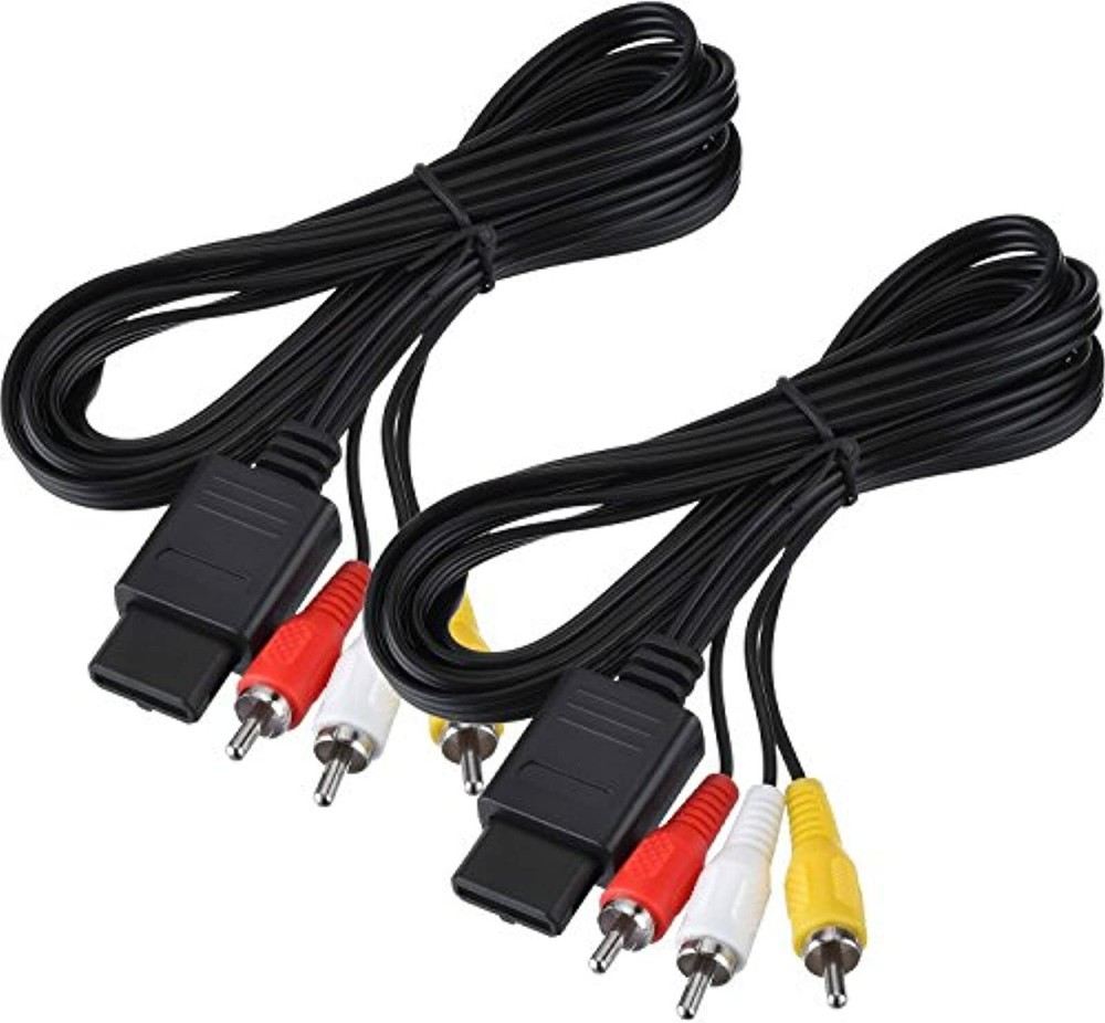 2 Packs 6FT Replacement Composite AV Cable Cords For Nintendo N64 SNES