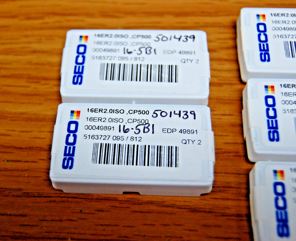 SECO LAYDOWN THREAD INSERT 16ER2.0ISO CP500 CARBIDE EDP# 49891 (2/PACK)