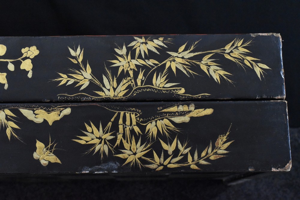 Fancy Antique Lacquer Chess and Checkers Playing Board