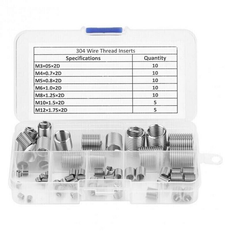 60pcs Spark Plug Rethread Kit Cylinder Head Tap Thread Insert Reamer Repair Tool