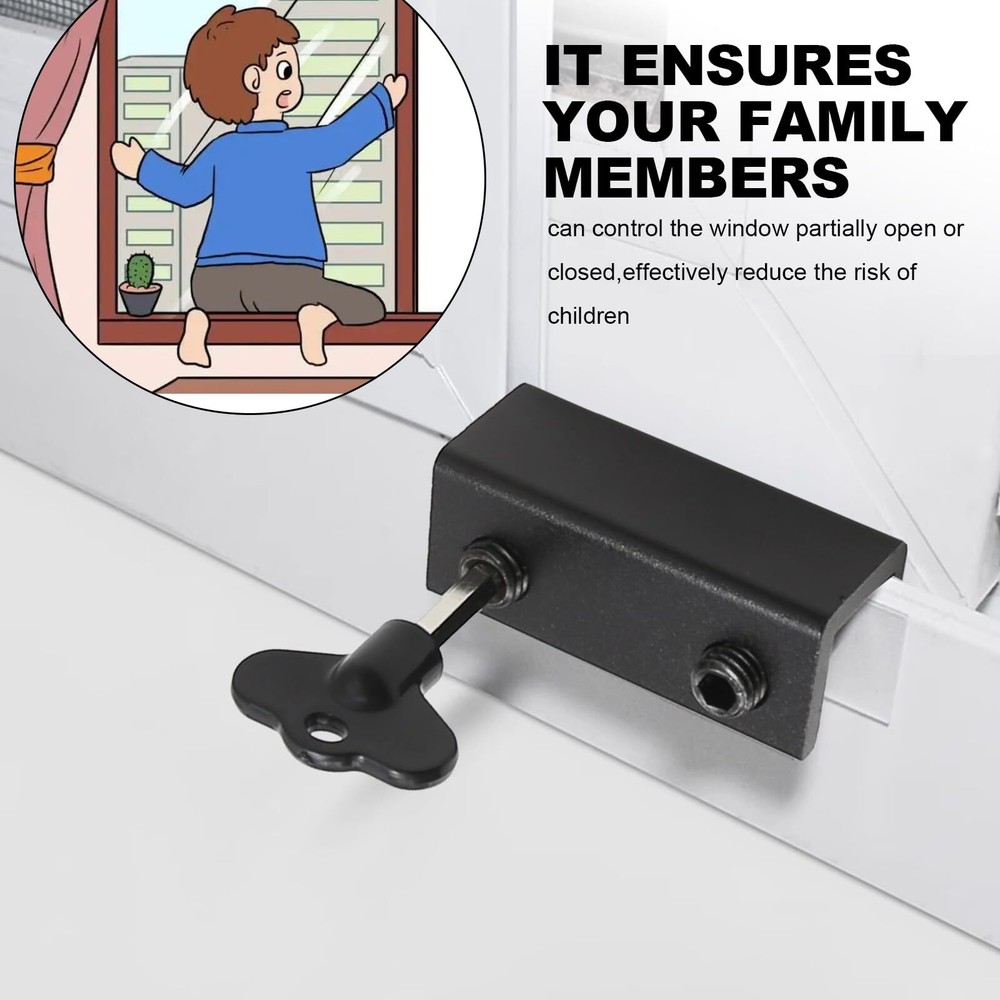 6 Pcs Window Locks Window Stoppers Sliding Window Locks with Key Vertical & H...