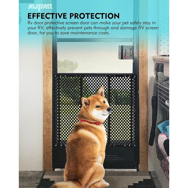 RV Entry Door Screen Protector Adjustable Durable Easy Install Dog Proof Barrier
