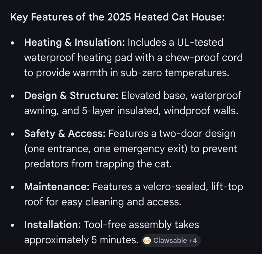 Clawsable Heated Cat House