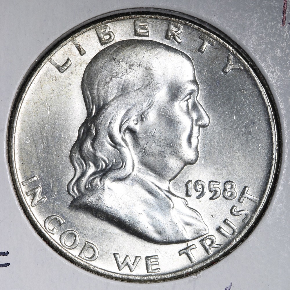 1958-D Franklin Silver Half Dollar CHOICE BU *UNCIRCULATED* MS E251 ICF