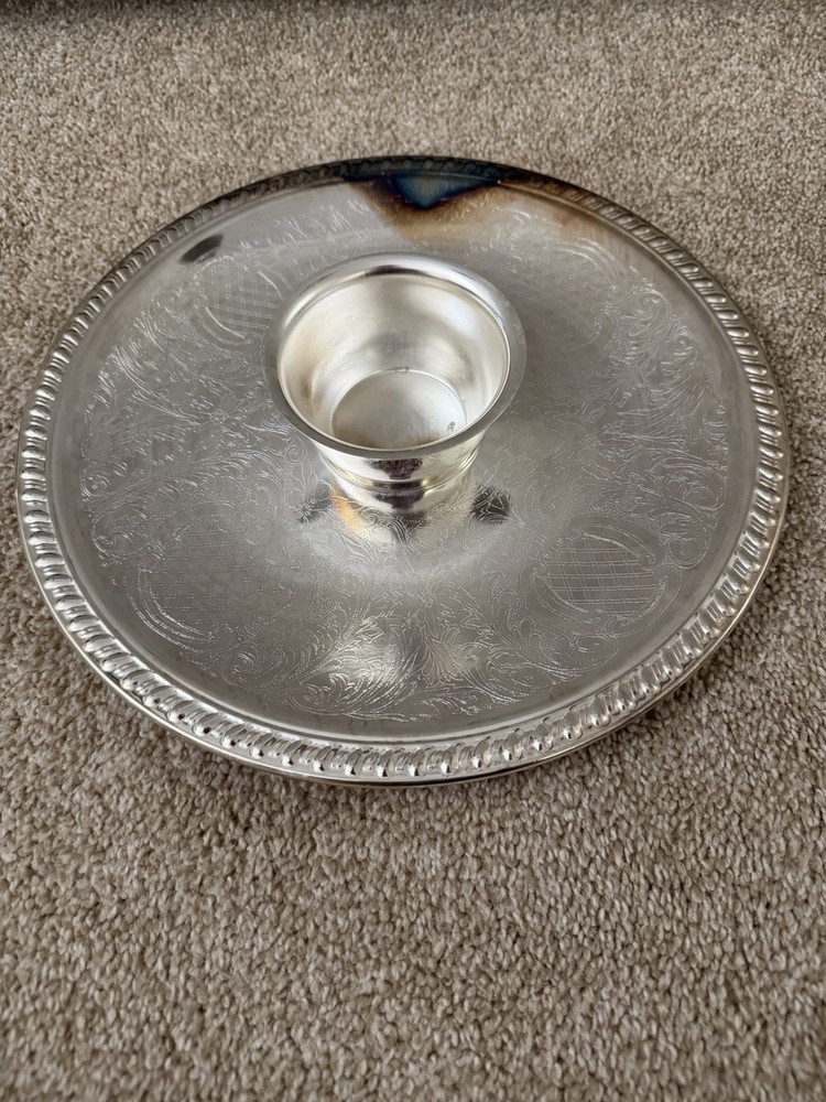 Silver Plated Decorative Platter and Cup Set Made in Italy