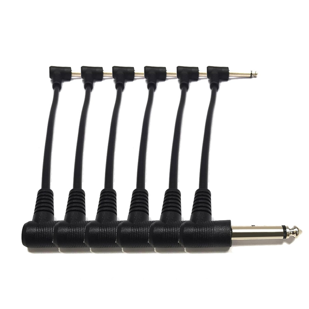 6-Pack 6-Inch Shielded 1/4" Guitar Pedal Patch Cables for Effects Boards