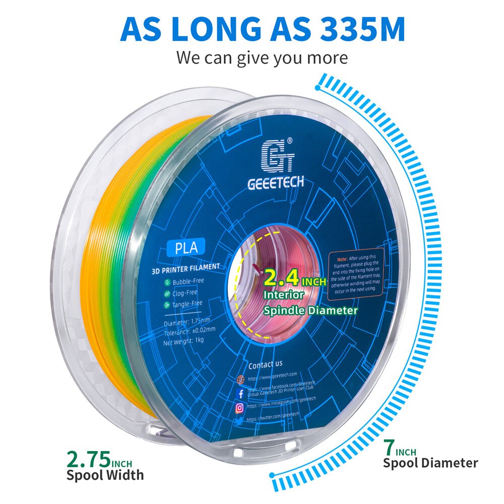 GEEETECH 3D Printer Filament High Quality PLA Gradient 1.75mm 1KG/Roll FDM