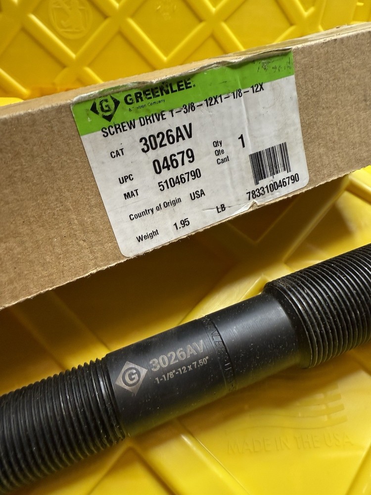 GREENLEE 3026AV REPLACEMENT DRAW STUD BOLT 1-1/8"