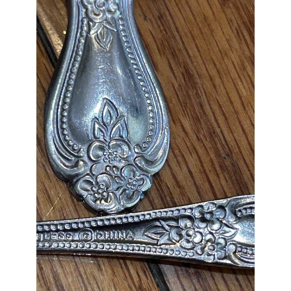 Rogers Stainless Flatware Teaspoons Set Of 3 Rose Pattern