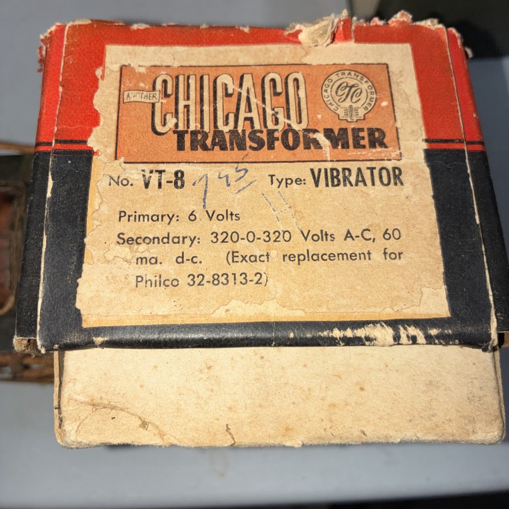 Chicago Transformer, VT-8 Philco Replacement 32-8313-2 Vibrator