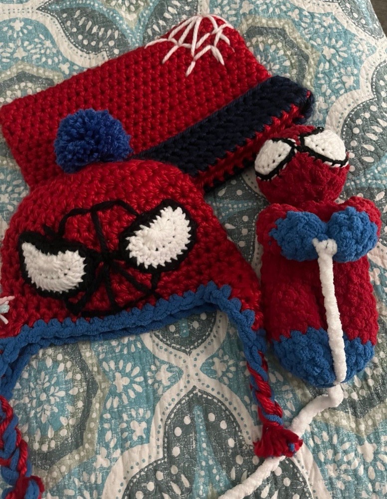 Handmade Crochet Spider-Man Hats {READ DESCRIPTION}