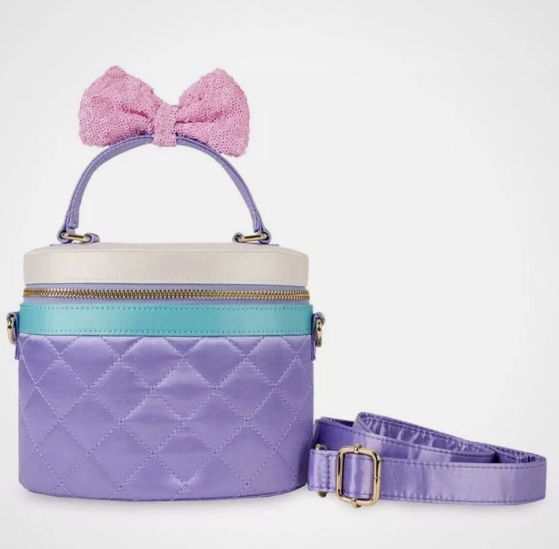 Loungefly Crossbody Bag: DAISY DUCK 85th Anniversary Oval Sequins Quilted Purple