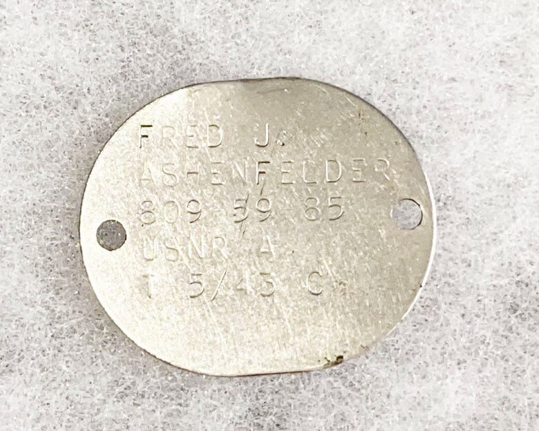 WWII USNR Fred Ashenfelder T-43 Single Dog Tag