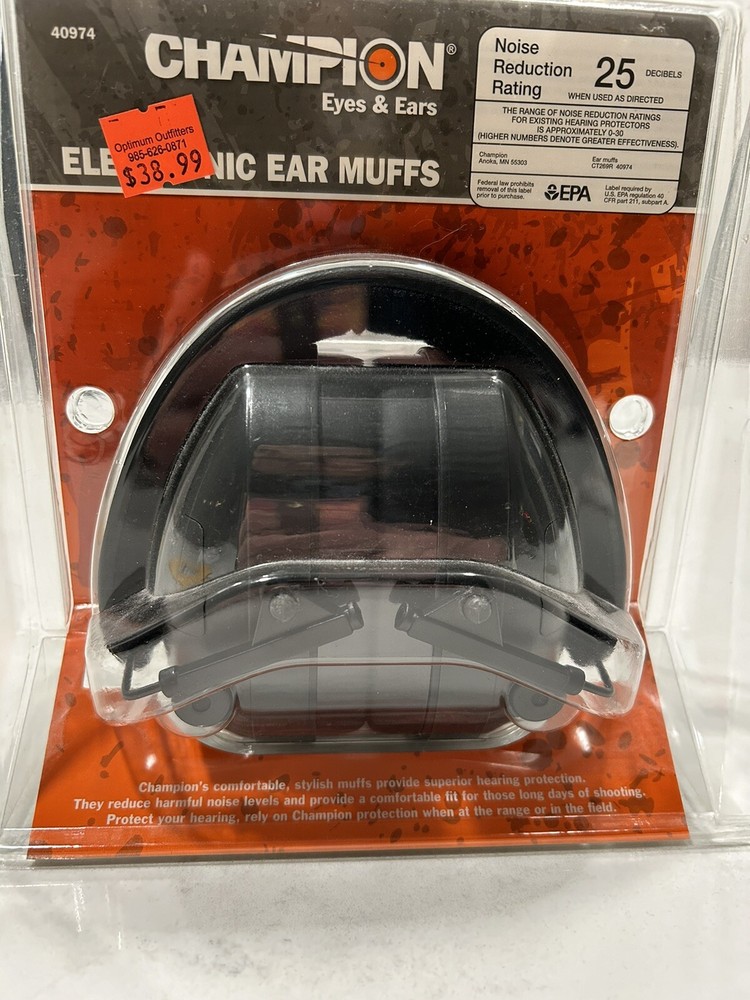 Champion 40974 Electronic Ear Muffs - Black