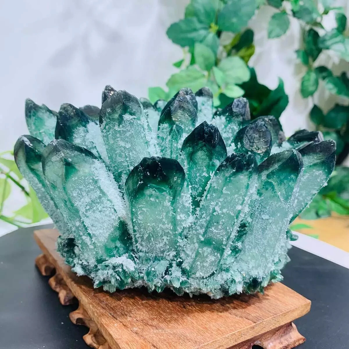 2025Rare Large Raw Green Ghost Crystal Cluster Natural Rough Geode Reiki Quartz