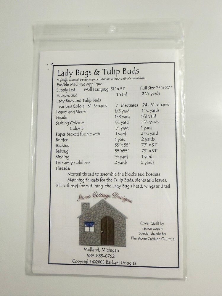 Lady Bugs & Tulip Buds Stone Cottage Designs Pattern