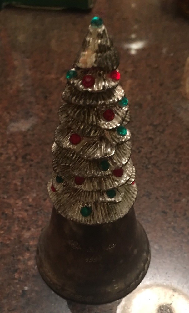 vintage Christmas tree Dinner Bell Silverplate