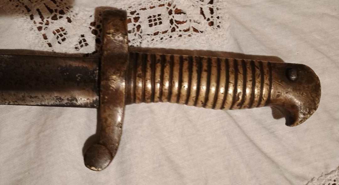 1860s Civil War Bayonet with Brass Handle Used Antique