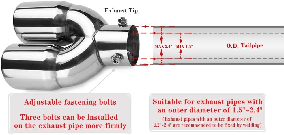 Stainless Exhaust Tip Adjustable Universal Fit Pipe