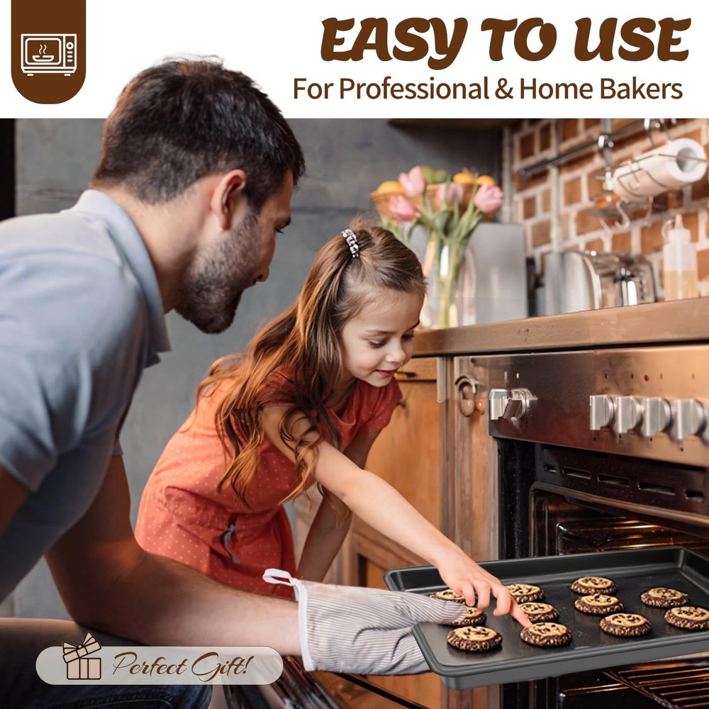 Baking Pans Set, Nonstick Bakeware Sets, Oven 6 Pieces Dark Gray