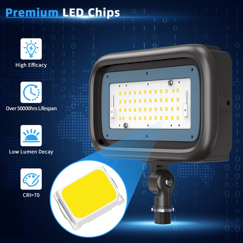 45W LED Flood Lights 1/2" Adjustable Knuckle Mount Security Floodlight for Yard