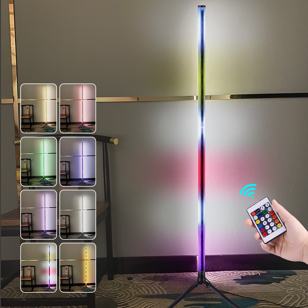 2-Pack Corner Floor Lamp RGB LED Minimalist Mood Light Colour Changing w/Remote