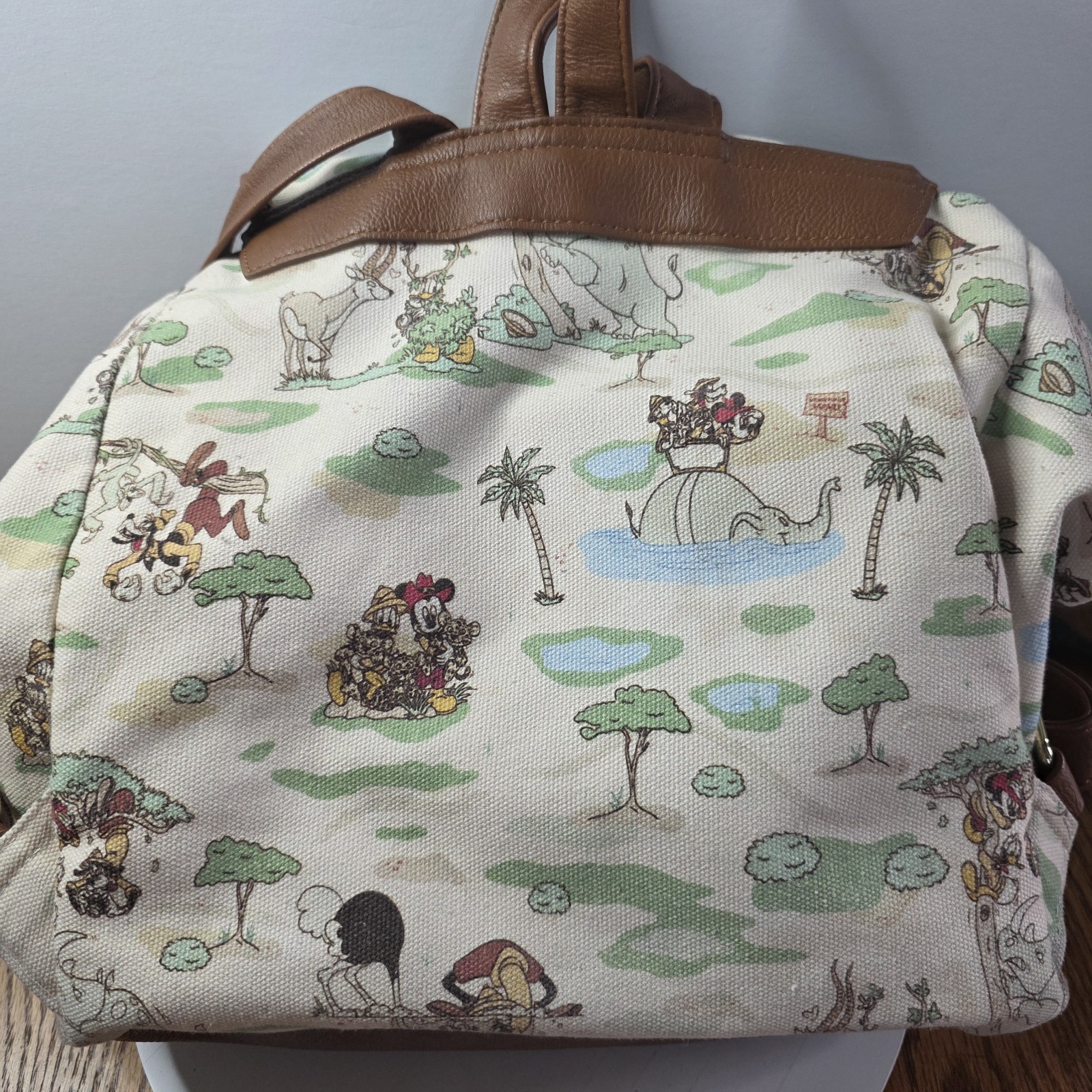 Loungefly Disney Mickey Mouse Minnie Goofy Safari Backpack Rucksack Canvas Bag