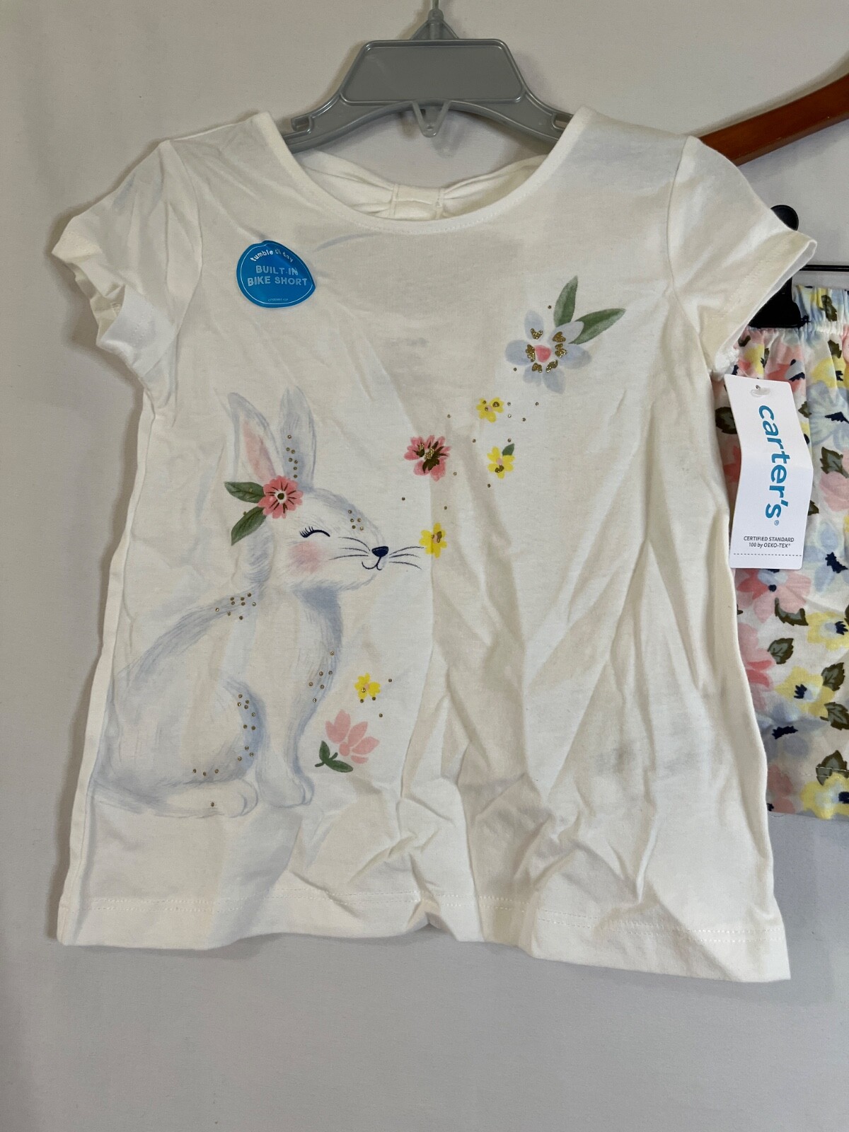 NWT CARTERS 2-Piece Bunny Tee & Skort Set Girls Toddlers Many sizes