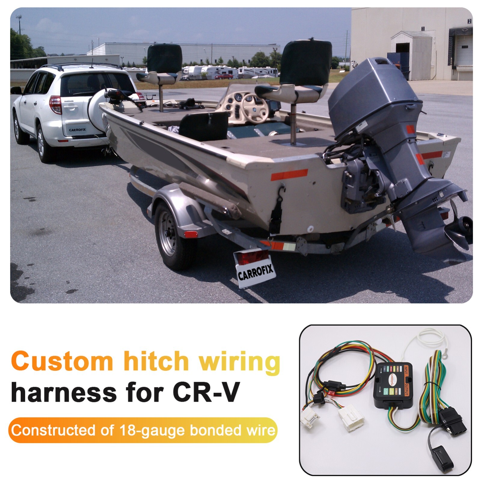 Vehicle Wiring Harness with 4 Way Flat Trailer Connector for 2012-2016 Honda CRV