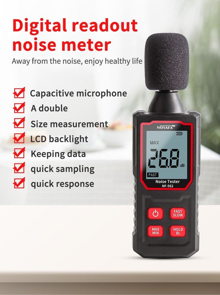 Digital Decibel Meter 30-130dBA Noise Meter Handheld Sound Level A Double Meter