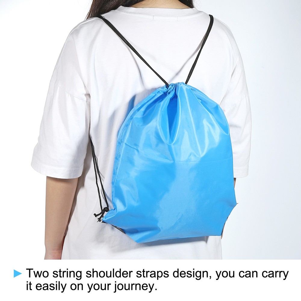 5Pcs 42x34cm Nylon Drawstring Bag Storage Bulk Cinch Backpack Sack Pink