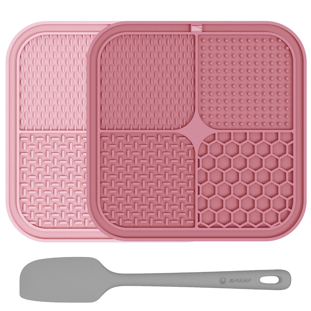 ChefAide 2 Pack Lick Mat for Silicone, Berry & Pink