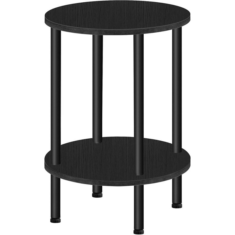 Compact Round End Table W/ Dual Layer Storage Stylish Nightstand Small Spaces US