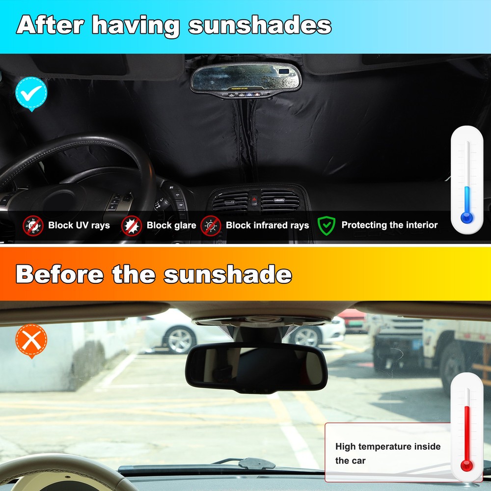 Fits 2005-2013 Corvette C6 Windshield Sun Shade Sun Visor UV Block FoldableBlack