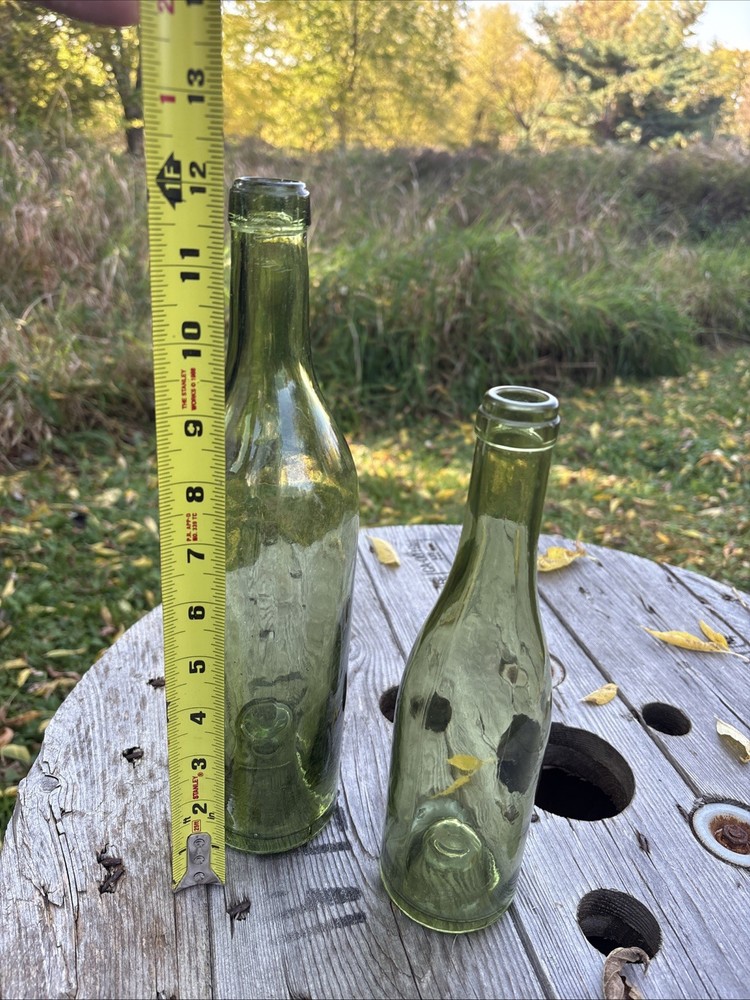 Vintage Olive Green Wine Bottle Pair