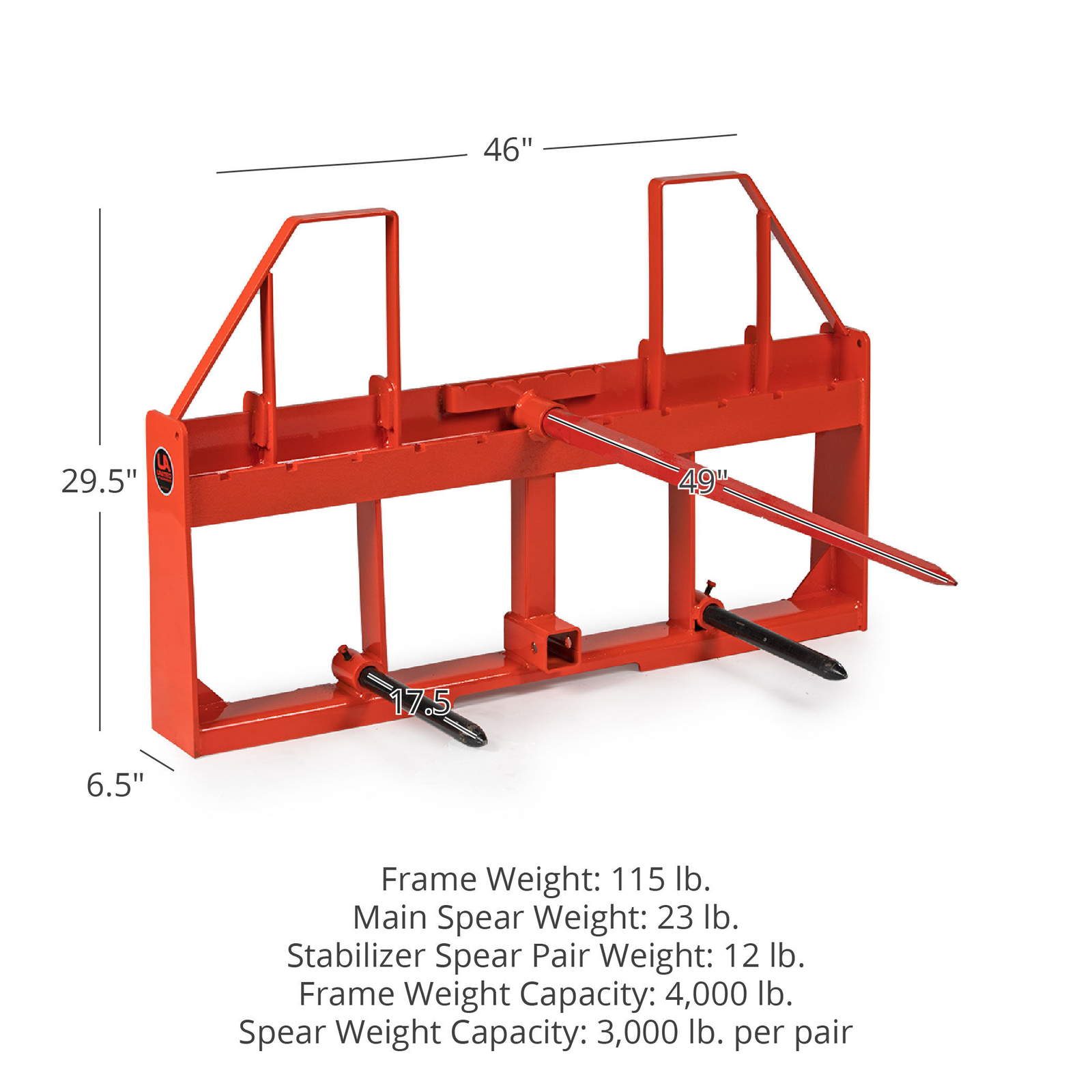 Titan UA USA Made Step-Through Hay Frame Attachment 49in Spear
