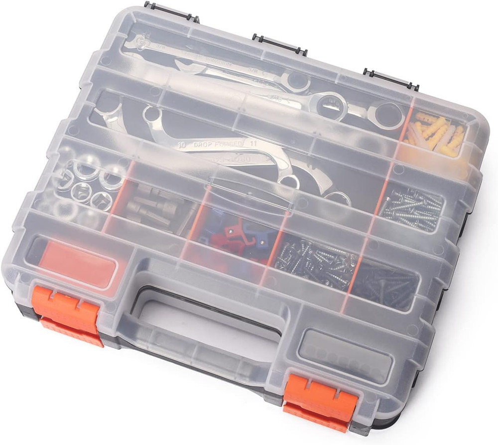 Double Side Tools Organizer, Customizable Removable Plastic Dividers, Hardware B