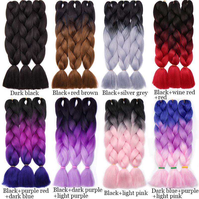 60 Big-color Jumbo Braiding Hair Extensions Braids Twist Ombre Kanekalons 24"