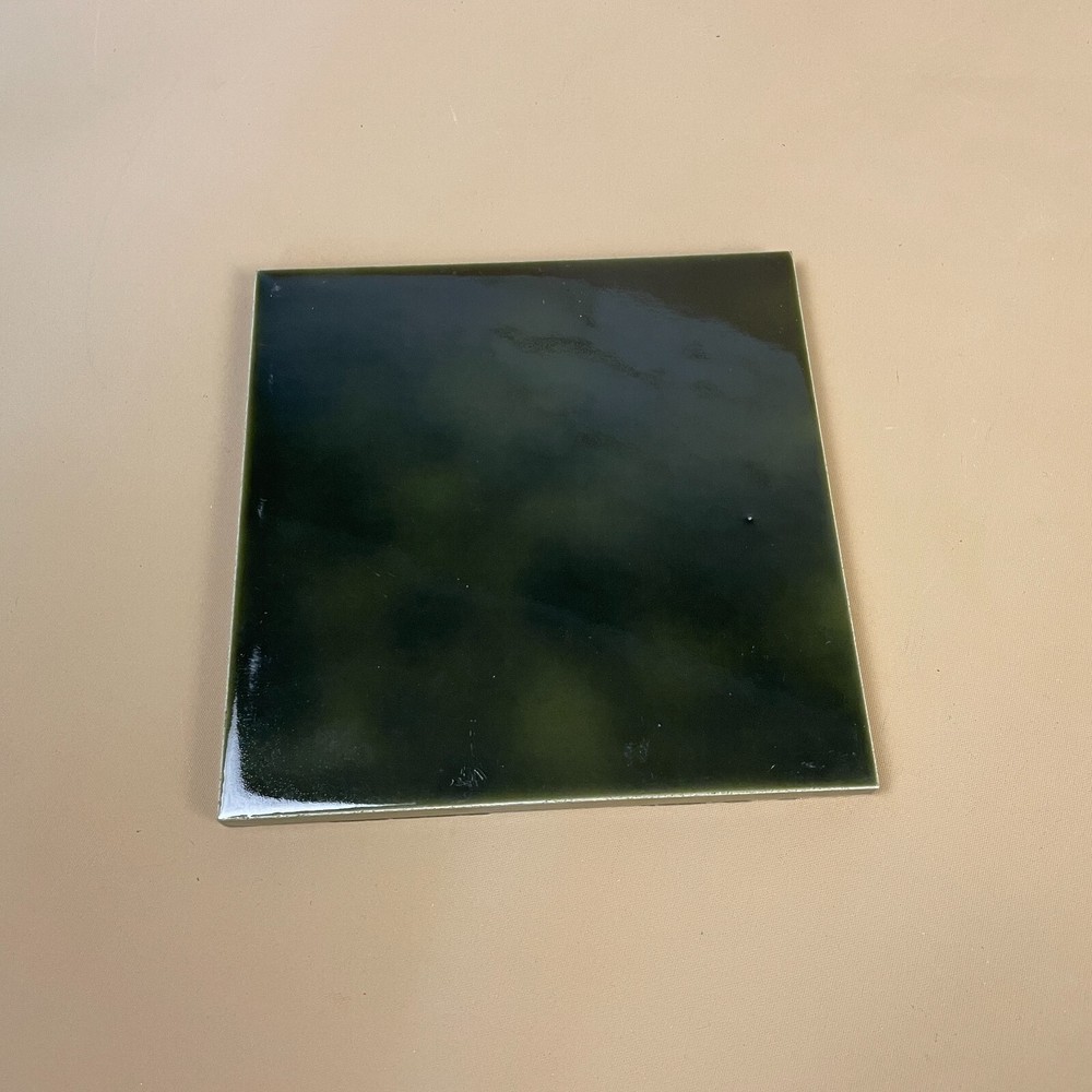 Vintage Dark Emerald Green Tile Ceramic Square Fireplace Coaster