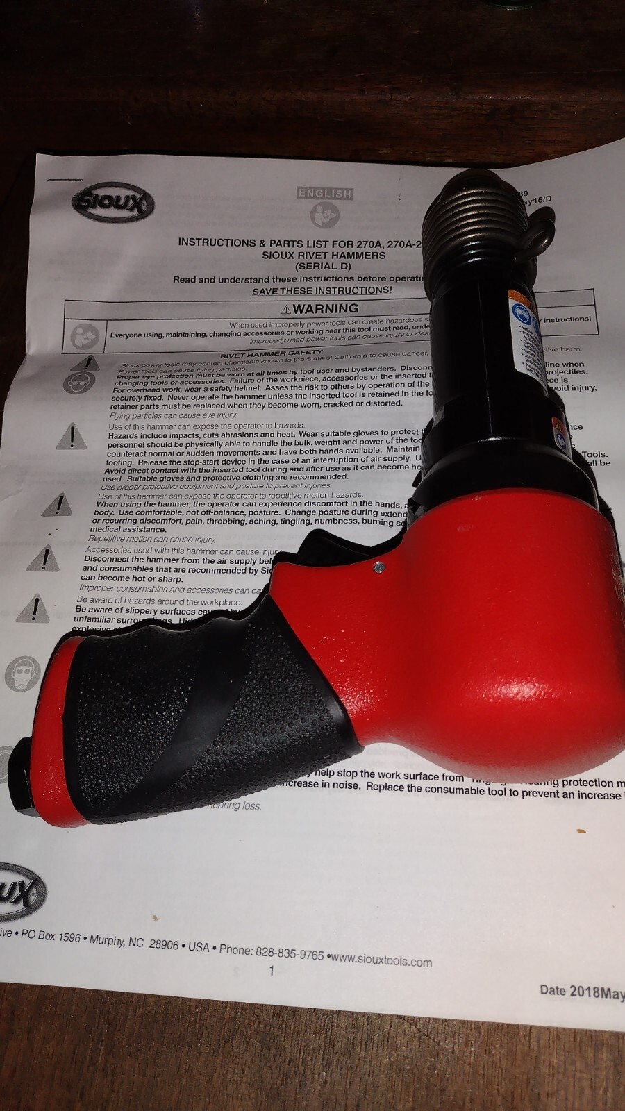 NEW SIOUX 270A  PNEUMATIC AIR RIVET GUN RIVETER