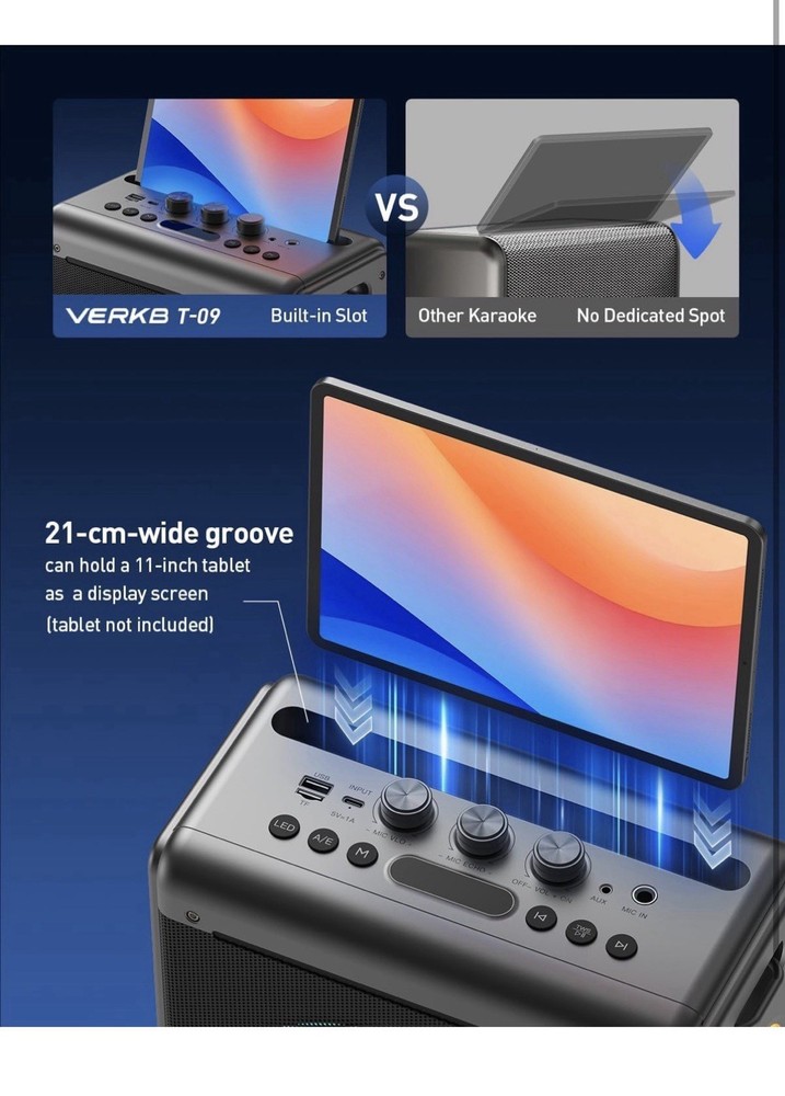 Karaoke Machine with 2 Wireless Microphones: Portable Bluetooth Speaker