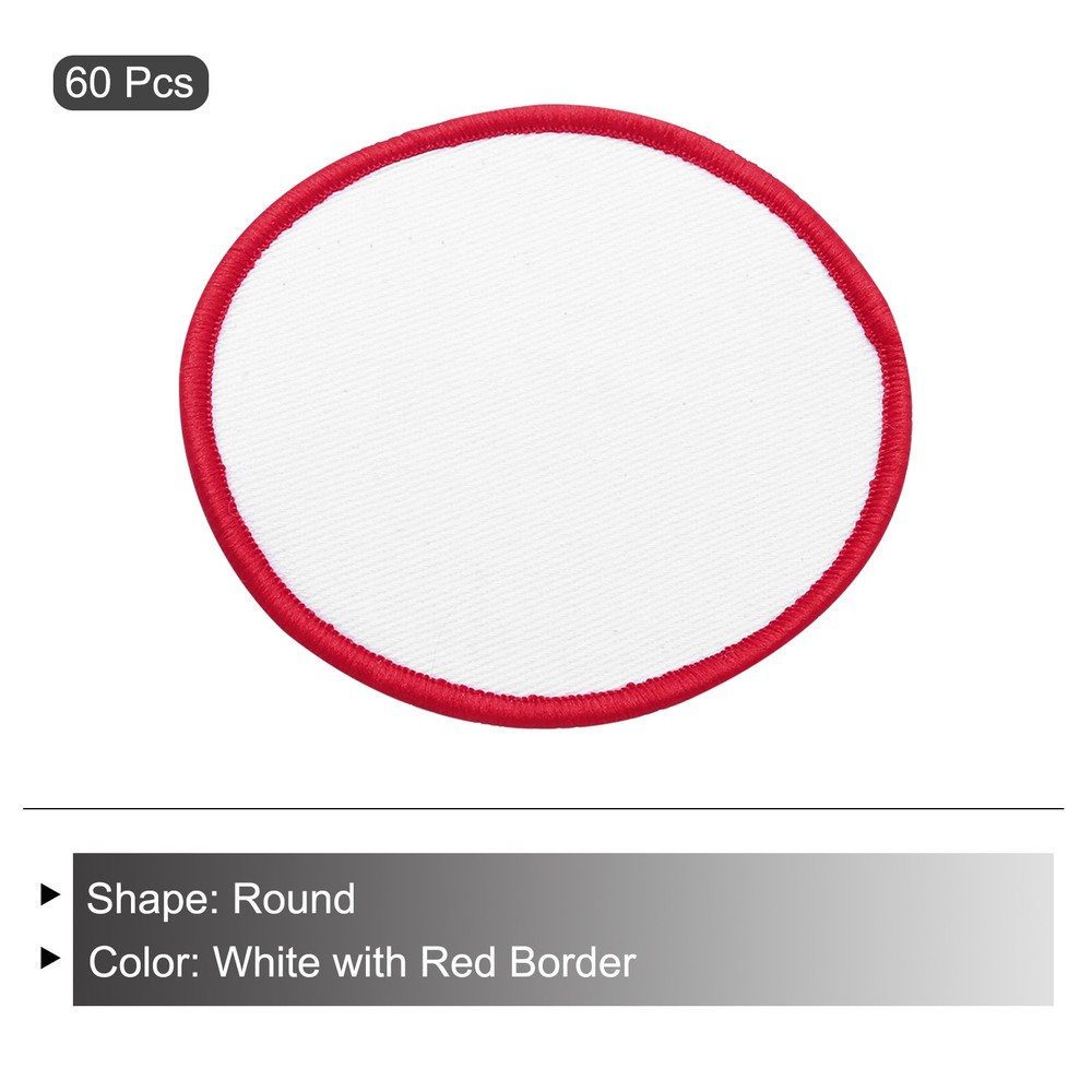 60pcs Sublimation Patch Blank Round White with Red Border