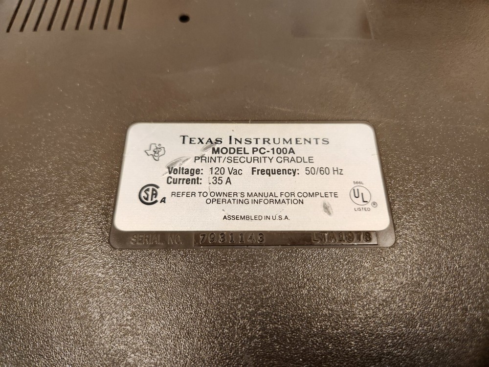 Texas Instruments TI Programmable 59 Calculator PC-100A No Power Cord UNTESTED