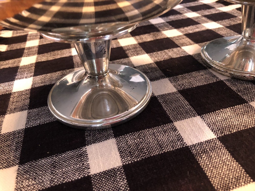 W S Blackinton Blue Enamel Lined silverplate compotes Set Of 2 See Description