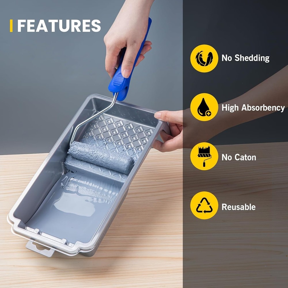 Microfiber Paint Roller Covers, 20 Pack 4 Inch Microfiber Roller Covers with Rol