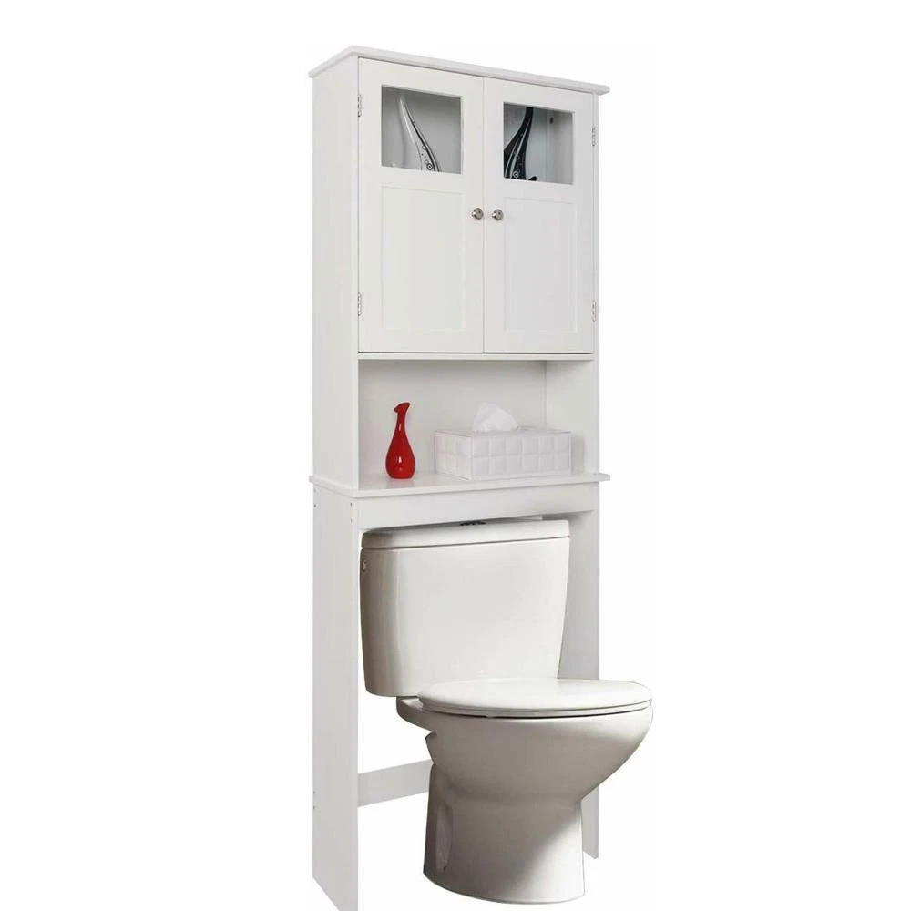 Over The Toilet Storage Cabinet Bathroom Shelf Organizer with Anti-Tip Device